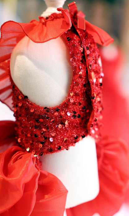 Dog Dress Red Princess with Layered Tulle Skirt