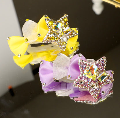 Pet Accessories Rhinestone Star Bow Hair Clip headwear