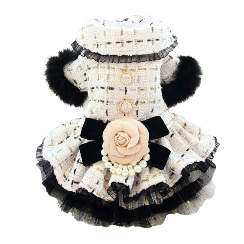 Designer Chanel-Inspired Tweed Dog Dress Coat