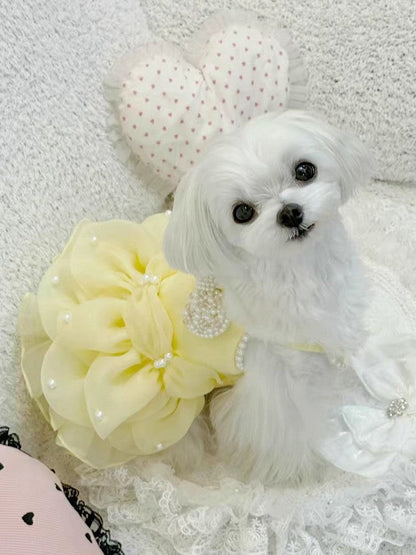 Handmade Elegant Yellow Pearl Princess Dress