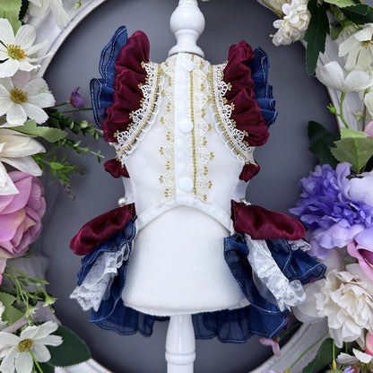 Handmade Luxury Dog Dress Royal Style Lace Tutu